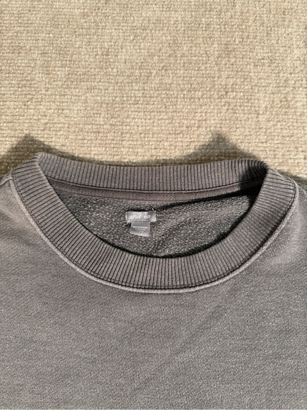 Aerie Women’s Charcoal Gray Cozy Split Hem Oversized Crewneck Sweatshirt - XS - Picture 2 of 5